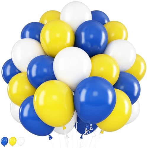 Luftballons Blau Gelb, 12 Zoll Weiße Gelb Blau Party Ballons Latex Luftballon Dunkelblau Gelbe Weiss Helium Ballon Set für Kinder Geburtstag Babyparty Verlobung Jahrestag Hochzeit Party Dekoration von Jobkoo