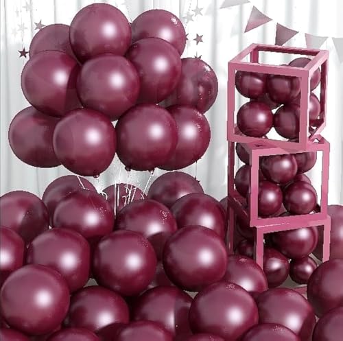 Luftballons Dunkl Burgund Rosegold 12 Zoll, 60 Stück Perlen Retro Kaffee Luftballon, Perlmutt Luftballons Metallic Lüster Rot Weinrot Latex Helium Ballons für Taufe Mädchen Geburtstag Hochzeit Deko von Jobkoo