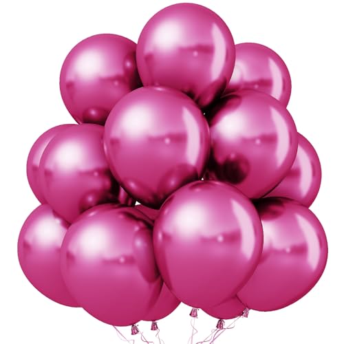 Luftballons Metallic Pink, 30 Stück 12 Zoll Chrom Magenta Rosa Ballons, Glänzend Dickes Fuchsia Dunkelpink Metallisch Latex Helium Partyballon Set für Mädchen Frau Geburtstag Hochzeit Babyparty Deko von Jobkoo