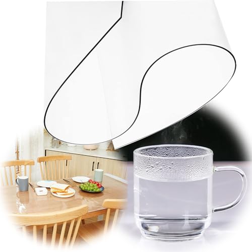 Tischdecke Abwaschbar Transparent Tischfolie 40x60-140x200 cm Tischschutzmatte Schutzfolie Hochglanz Folie Für Tisch PVC 1.5mm Dicke (Size : 40x60cm) von JoboJi