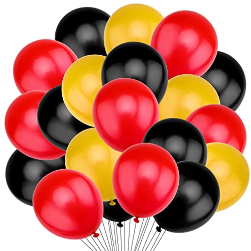 100 Stück Gelb Rot Schwarz Luftballons 10 Zoll Deutschland Belgien Latex Helium Luftballons mit Band Farbluftballons Bunte Deko Party Luftballons für Jubiläen Hochzeit Geburtstag Bogen Dekoration von Jodsen