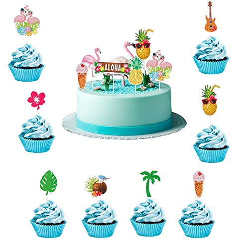 14 Stück Tropische Tortendeko Flamingo Cupcake Toppers Aloha Kuchen Toppers Picks 11 Styles Kuchen Zahnstocher Dekoration für Sommer Hawaii Luau Strand Hochzeit Geburtstag Thematisch Party Zubehör von Jodsen