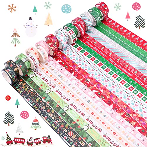 22 Rollen Weihnachten Washi Tape Set 15mm DIY Masking Tape Dekorative Washi Tape mit Mehreren Mustern Urlaub Weihnachten Ästhetisches Washi Tape Aufkleber Japanisches Papier Klebeband für Scrapbooking von Jodsen