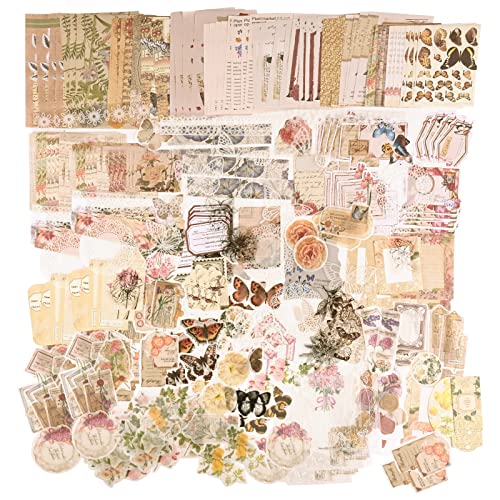 260Stk Scrapbooking Sticker Set Vintage Deko Bastelpapier Retro Beschreibbare Dekopapier Washi Aufkleber DIY Papier Dekoration für Scrapbook Zubehör Tagebuch Journaling (Gartenwelt) von Jodsen