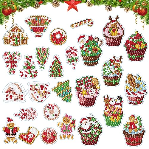 27 Stück 5D Diamond Painting Sticker Weihnachten,Diamant Malerei Aufkleber Kits,Törtchen Süßigkeiten Diamant Painting Bilder Kinder Sticker,Junge Mädchen Anfänger,Diamant Mosaik Llebebilder Geschenk von Jodsen