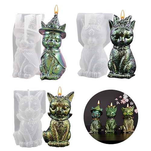 3 Stücke Silikon Kerzenform Halloween Katze Kerzenharz Schimmel Tierische Epoxidharz Formen für DIY Bastelhause Home Dekoration Tröte Schokolade Seife Handgefertigtes Geschenk von Jodsen