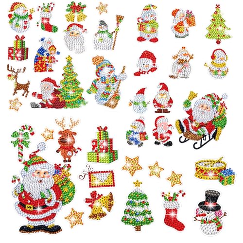 38Stück Weihnachten Diamond Painting Aufkleber Kits,5D Diamant Aufkleber Set Weihnachten DIY Diamond Painting Mosaik Aufkleber Diamant Art Craft Painting für Weihnachtsdekoration (38Stück) (38Stück) von Jodsen