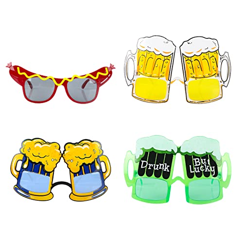 4 Paare Oktoberfest Party Brille Neuheit Party Sonnenbrille Partybrille Lustige Brillen für Erwachsene Kinder Bayerische Deutsch Bierfest Oktoberfest Party Dekoration Kostüm Foto Requisiten Accessoire von Jodsen