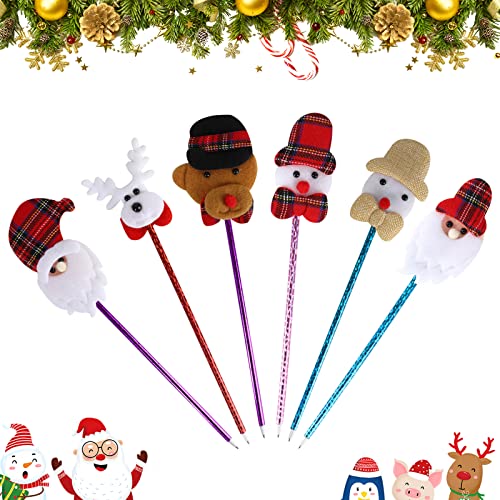 6 Stück Weihnachtskugelschreiber,Süße Karikatur Weihnachten Multicolor Kugelschreiber Weihnachtsmann Rentier Schneemänner Weihnachtssocken Rollerball Kugelschreiber für Schüler Office von Jodsen