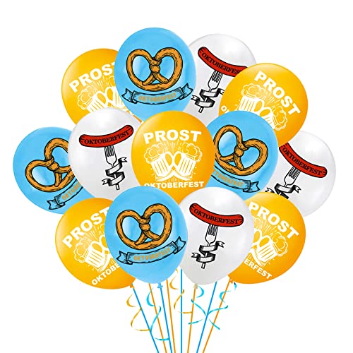 Luftballons Blau Weiß Orange,36 Stück Oktoberfest Luftballons Bayrische Bierfest Dekorationen 12 Zoll Bierkrug Wurst Brezel Latexballons Helium Ballons für Oktoberfest Party Hochzeit Geburtstag Dekor von Jodsen