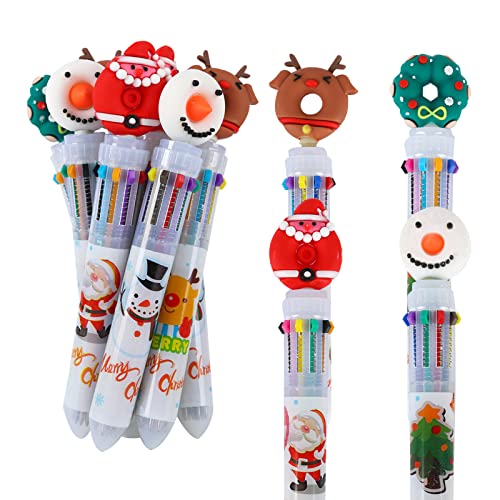 Weihnachten Kugelschreiber 12 Stück Mehrfarbig Stifte Weihnachtsbaum Schneemann Weihnachtsmann Rentier 10-in-1 Marker Stift Einziehbar für Weihnachten Party Geschenk Büro Studenten Schreibwaren Bedarf von Jodsen