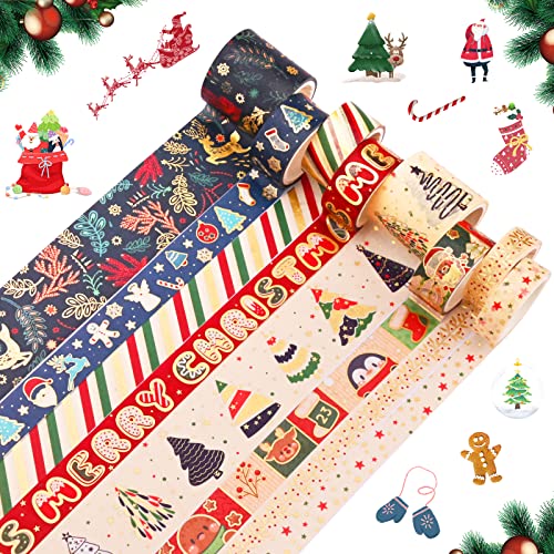 Weihnachten Washi Tape Set 8 Rollen Dekorative Klebeband Dekoband Masking Tape Weihnachtsbäume Selbstklebendes Klebeband für Weihnachten Handwerk DIY Scrapbooking Geschenk Verpackung Dekorationen von Jodsen