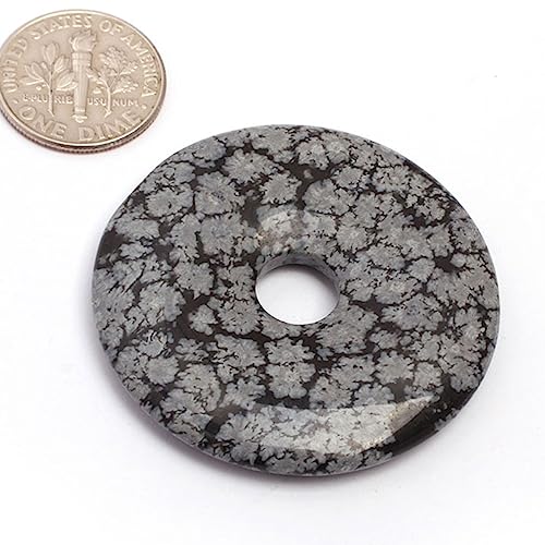 JOE FOREMAN 40 mm Schneeflocken-Obsidian, natürlicher Edelstein, Ring, Kreis, Donuts, Anhänger, Perlen für Schmuckherstellung, 1 Stück von Joe Foreman