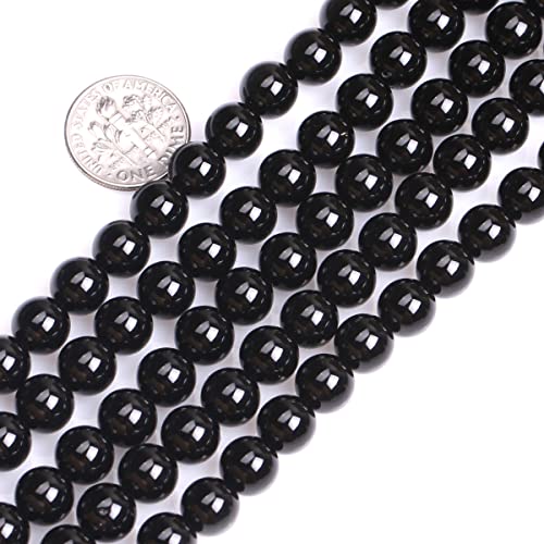 JOE FOREMAN 8 mm schwarze Achat-Naturstein-Perlen, runde Halbedelstein-Perlen, lose Perlen für Schmuckherstellung, 38,1 cm, Perlenstrang, DIY, handgefertigtes Bastelzubehör von Joe Foreman