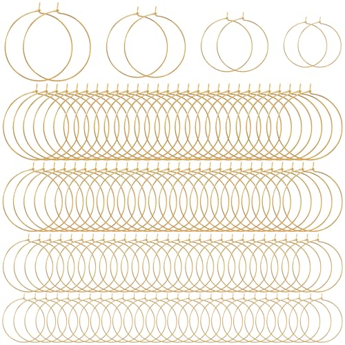 Joez Wonderful 120 Stück Ohrring-Perlen, goldene Ohrring-Fundstücke, hypoallergenes Ohrringherstellungs-Set, Schmuckzubehör für die Schmuckherstellung (20 mm, 25 mm, 30 mm, 35 mm) von Joez Wonderful