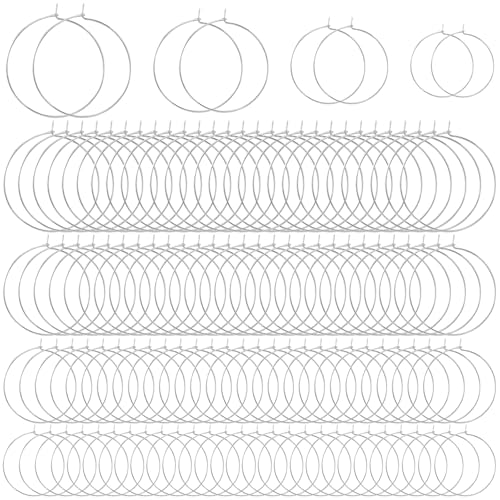 Joez Wonderful 120 Stück Ohrring-Perlen-Creolen, Silberohrring-Erkenntnisse, hypoallergenes Ohrringherstellungs-Set, Schmuckzubehör für die Schmuckherstellung (20 mm, 25 mm, 30 mm, 35 mm) von Joez Wonderful