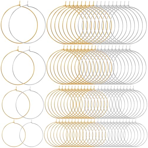 Joez Wonderful Ohrring-Perlen-Creolen, Gold-Silber-Ohrring-Erkenntnisse, hypoallergenes Ohrringherstellungs-Set, Schmuckzubehör für die Schmuckherstellung (20 mm, 25 mm, 30 mm, 35 mm) von Joez Wonderful