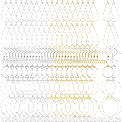Joez Wonderful Ohrringherstellungs-Set, goldfarben, silberfarben, hypoallergene Ohrringhaken, Sprungringe, Gummi-Ohrring-Verschlüsse für Schmuckherstellung, 700 Stück (25 mm, 30 mm, 35 mm) von Joez Wonderful