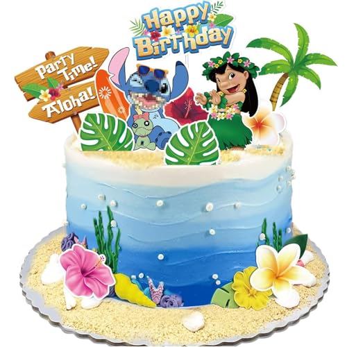 Blau Thema Kuchen Dekoration, Geburtstag Mädchen Geburtstagsdeko Jungen Mädchen Cartoon Kuchen Topper Set für Geburtstagsfeier Dekoration Blau Cartoon Kuchen Topper für Kinder von Jofiesu