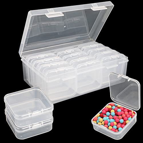 Jogoico Kleine Aufbewahrungsbox Mini Aufbewahrungsbox 13 Stück Aufbewahrungsbox Behälter 5,5 x 5,5 x 2cm Sortierbox Plastikbox mit Deckel, Transparent Durchsichtig Box für Schmuck Pillen Bastelartikel von Jogoico