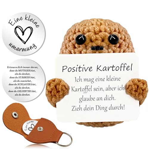 Johiux Positive Potato,Geschenke für Freund,Lustige Positive Kartoffel,Motivationsgeschenke,Kleine Geschenk Beste Freundin,Umarmung Pocket Hug Kartoffel Glücksbringer Prüfung,Geschenk für Frauen von Johiux