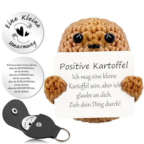 Johiux Positive Potato,Geschenke für Freund,Lustige Positive Kartoffel,Motivationsgeschenke,Kleine Geschenk Beste Freundin,Umarmung Pocket Hug Kartoffel Glücksbringer Prüfung,Geschenk für Frauen von Johiux