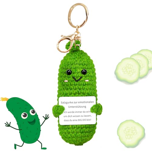 Mini Pocket Hug Positive Saure Gurken Schlüsselanhänger,Geschenke für Freund,Lustig Geschenk für Freundin ,Motivationsgeschenke,Kleiner Glücksbringer Beste Freundin,Kleine Umarmung Pocket Hug Gurken von Johiux