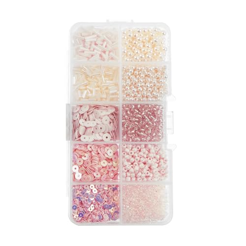 John Bead Pailletten- und Perlen-Set, APX, 81 g, 10 Arten, rosa Palette von John Bead