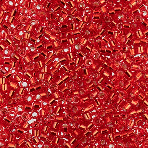 Miyuki Delica 11/0 DB0602 – Rot / Silber liniert gefärbt, 250 g/m² Beutel mit japanischen Glasperlen, Großpackung mit japanischen Glasperlen von John Bead