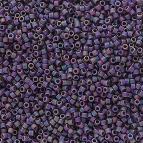 Miyuki Delica DB2322 Glasperlen, mattiert, glasiert, Regenbogenviolett, matt, AB DB2322, 5,2 g, Phiole mit japanischen Glasperlen von John Bead