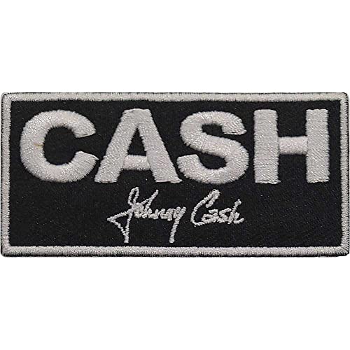 Johnny Cash Patch Block Logo Nue offiziell offiziell woven Sew on Schwarz 74 x One Size von Johnny Cash