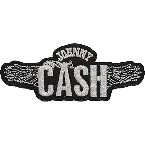 Rock Off officially licensed products Johnny Cash Patch Wings Nue offiziell offiziell Schwarz woven iron on 100 x 34mm One Size von Johnny Cash