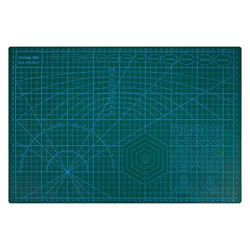 Schneidematte A3 Selbstheilend Cutting Mat mit beidseitigen Rastern und Markierungen für Professionelle Schnitte Nähen Basteln Patchworken 45 * 30cm Grün von Johotone