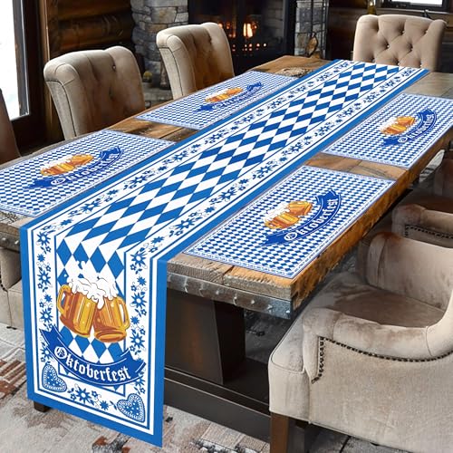 Oktoberfest Tischdecke Deko Set, Oktoberfest Tischdeko für Oktoberfest Bayerische Dekoration 183cm*33cm von Johyzmpun