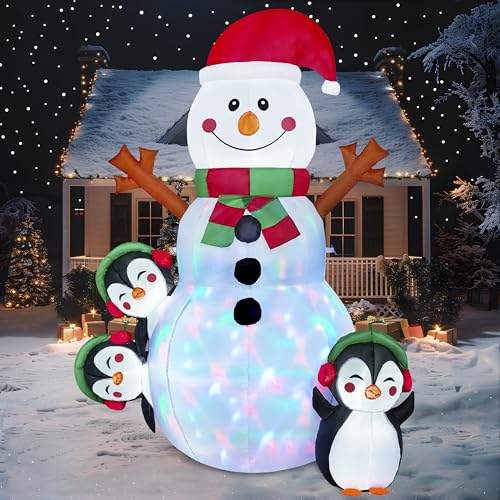 Joiedomi 6 ft aufblasbare Weihnachts-Schneemann-Außendekoration mit eingebauten LEDs, aufblasbare Schneemann-Pinguin-Luftballons für Weihnachtsfeier, Shinny für Party drinnen, draußen, Hof von Joiedomi