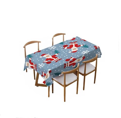 Joievievie 140 x 140 cm, quadratische Tischdecke, aus Polyester, Weihnachtsmann, Schneeflocke, saugfähig, schmutzabweisend, waschbar, Party, Weihnachten, Tischdekoration von Joievievie