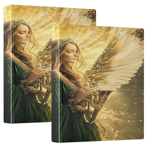 Angel Wings Gold Rezept-3-Ringbuch, große Ordner mit 3 Ringen, 1 Packung, 3-Ringbuch mit Klemmbrett von Joitme