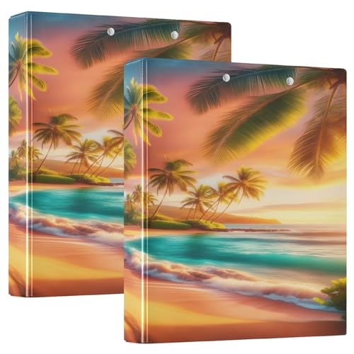 Beach Sunset Orange Binder 3 Ring 1 Pack, PVC, hält 200 Blatt, großes Drei-Ringbuch von Joitme