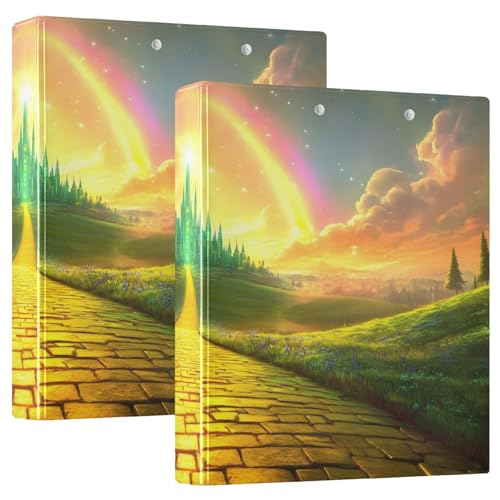 Bright Path 3-Ringbinder, 2 runde Ringbücher, 3-Ringbuch mit Klemmbrett, Gelb / Grün von Joitme