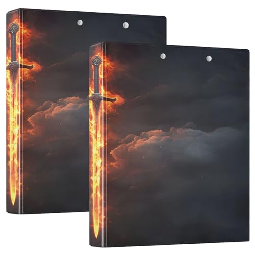 Burning Sword Notizbuch, Rot, 1 Packung 3,8 cm Ordner, 3 Ringe, großes Drei-Ringbuch von Joitme