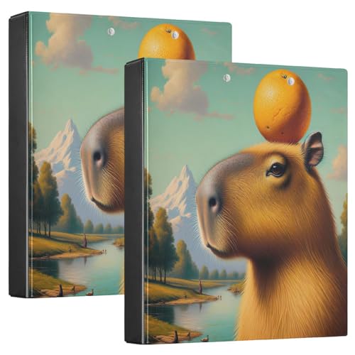 Capybara Orange Hat Mint 3-Ringordner, hält 200 Blatt, 1 Packung Ordner von Joitme