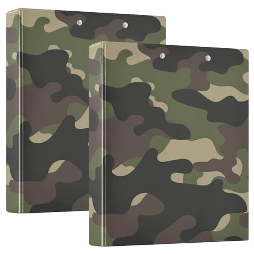 Chic Dark Camo Green Ringbinder, großer Ordner, 2er-Pack Ordner mit Klemmbrett von Joitme