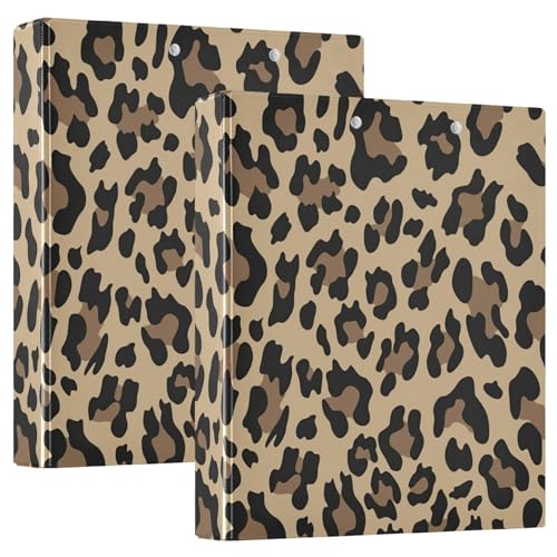 Chic Leopard Beige Notizbuch, hält 200 Blatt, 1 Packung, robuster 3-Ringordner von Joitme