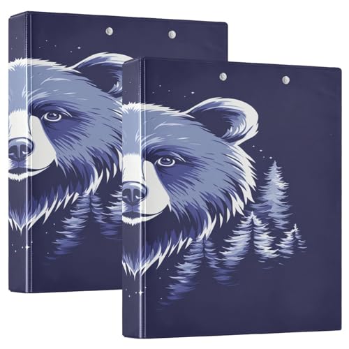 Chic Starry Bear Dunkelblau 3-Ringordner 1 Packung PVC Hält 200 Blatt Große Binderinge von Joitme