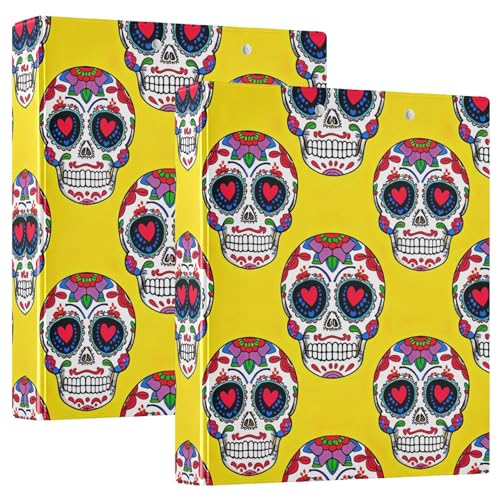 Colorful Day Dead Sugar Skulls Floral Three Ringbuch, 3,8 cm, für 200 Blatt, niedliche 3-Ring-Ordner, runder Ringplaner, 31,5 x 27 x 6 cm, 1 Packung Colorful Day Dead Sugar Skulls Floral Three Ringbuch, 3,8 cm, für 200 Blatt, niedliche 3-Ring-Ordner, runder Ringplaner, 31,5 x 27 x 6 cm, 1 Packung von Joitme