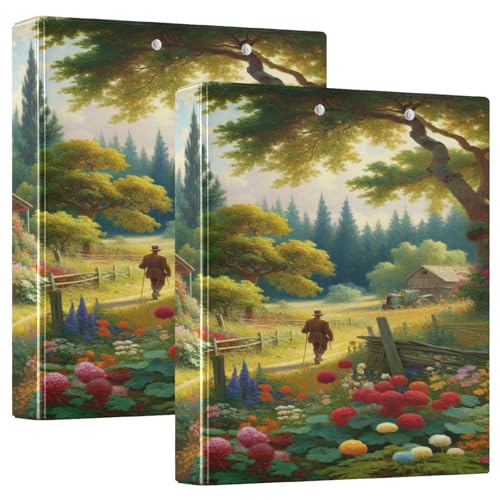 Cottage Garden Notizbuch mit 3 Ringen, Grün, 1 Packung runde Ringbinder, großer Ordner von Joitme