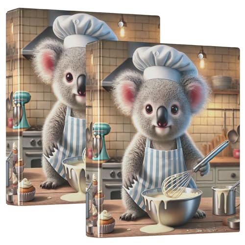 Cute Koala Chef Bakery 3-Ringbuch, 3,8 cm, für 200 Blatt, niedliches Klemmbrett, runder Ringbuch, 31,5 x 27 x 6 cm, 2 Stück Cute Koala Chef Bakery 3-Ringbuch, 3,8 cm, für 200 Blatt, niedliches Klemmbrett, runder Ringbuch, 31,5 x 27 x 6 cm, 2 Stück von Joitme