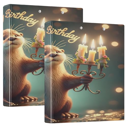 Cute Otter Happy Birthday Ringbinder, 2 Stück Buchbinderringe, Ordner mit Klemmbrett von Joitme