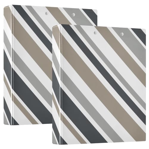 Diagonale Streifen Grau Beige Rezeptbinder, 1 Packung Ordner mit Ringen, Kunststoff-Ordner von Joitme