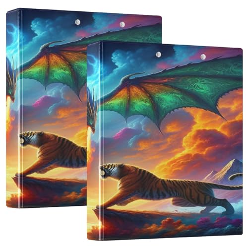 Dragon Tiger Blue Notebook Binder, große Ordner, 1 Packung 3-Ringbuch mit Klemmbrett von Joitme